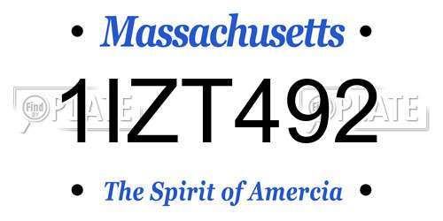 1IZT492 Massachusetts License Plate