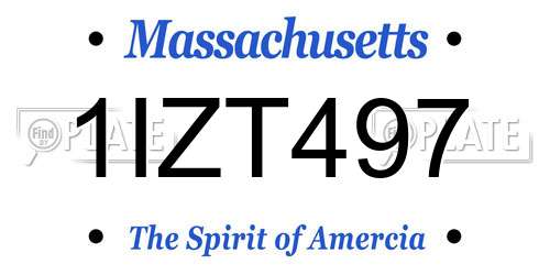 1IZT497 Massachusetts License Plate