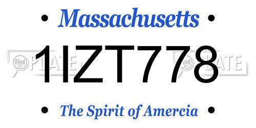 1IZT778 Massachusetts License Plate