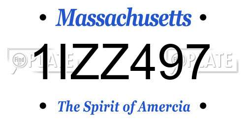 1IZZ497 Massachusetts License Plate