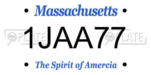 1JAA77 Massachusetts License Plate