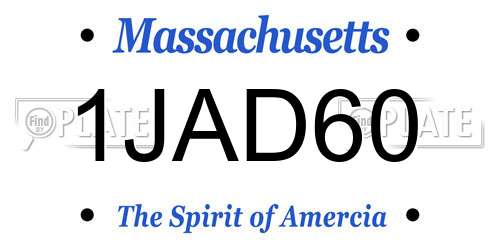 1JAD60 Massachusetts License Plate
