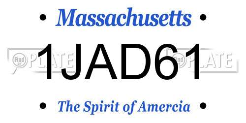 1JAD61 Massachusetts License Plate
