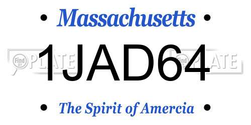 1JAD64 Massachusetts License Plate