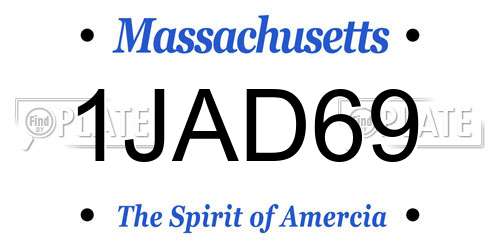 1JAD69 Massachusetts License Plate
