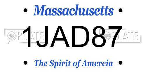 1JAD87 Massachusetts License Plate