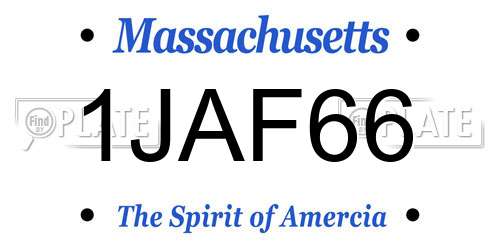 1JAF66 Massachusetts License Plate