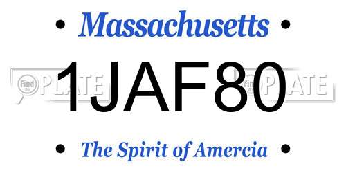 1JAF80 Massachusetts License Plate