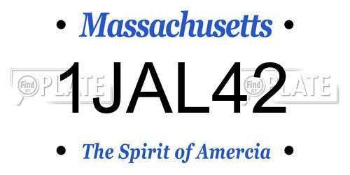 1JAL42 Massachusetts License Plate