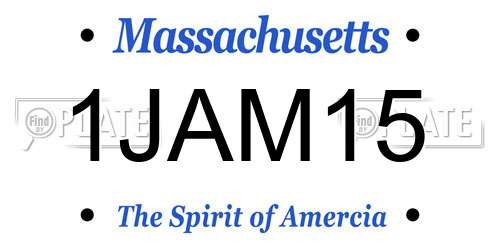 1JAM15 Massachusetts License Plate