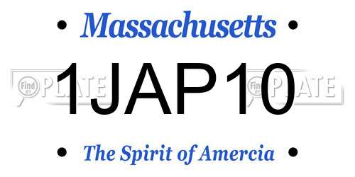 1JAP10 Massachusetts License Plate