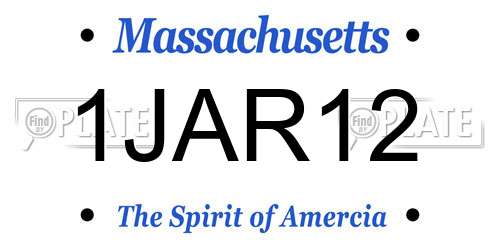1JAR12 Massachusetts License Plate