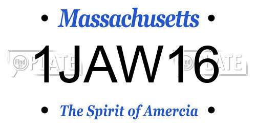 1JAW16 Massachusetts License Plate