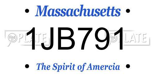 1JB791 Massachusetts License Plate