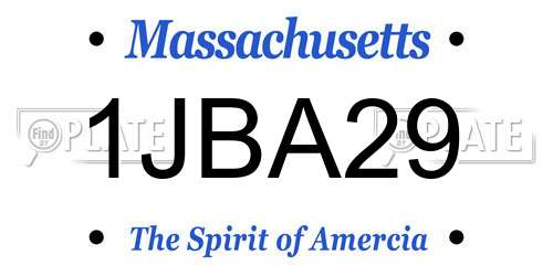 1JBA29 Massachusetts License Plate