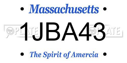 1JBA43 Massachusetts License Plate