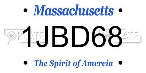 1JBD68 Massachusetts License Plate
