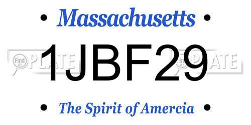 1JBF29 Massachusetts License Plate
