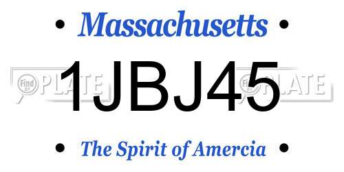 1JBJ45 Massachusetts License Plate