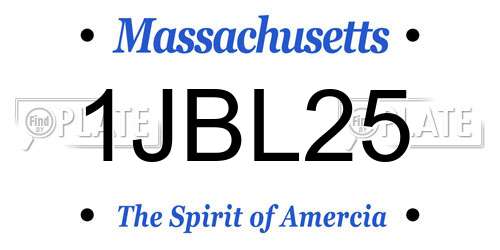 1JBL25 Massachusetts License Plate