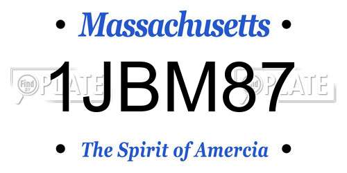1JBM87 Massachusetts License Plate