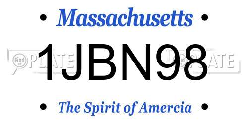 1JBN98 Massachusetts License Plate