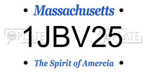1JBV25 Massachusetts License Plate