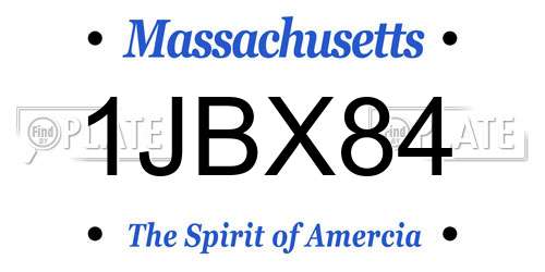 1JBX84 Massachusetts License Plate