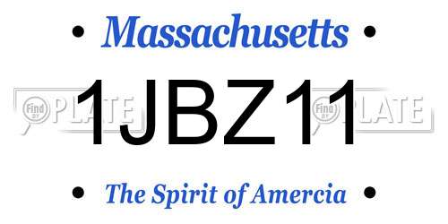 1JBZ11 Massachusetts License Plate