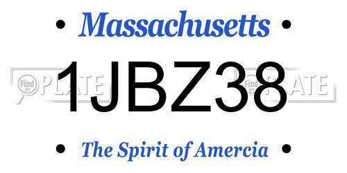 1JBZ38 Massachusetts License Plate