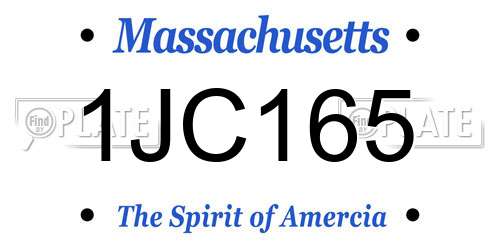 1JC165 Massachusetts License Plate