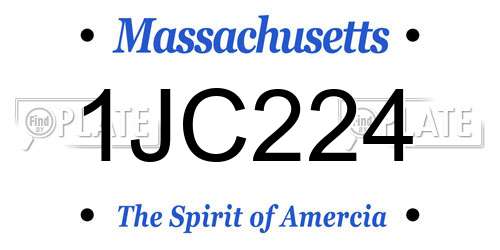 1JC224 Massachusetts License Plate