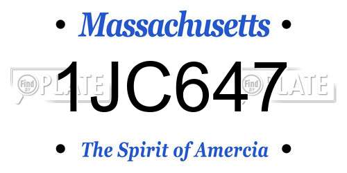 1JC647 Massachusetts License Plate