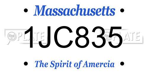 1JC835 Massachusetts License Plate