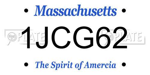 1JCG62 Massachusetts License Plate