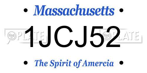 1JCJ52 Massachusetts License Plate