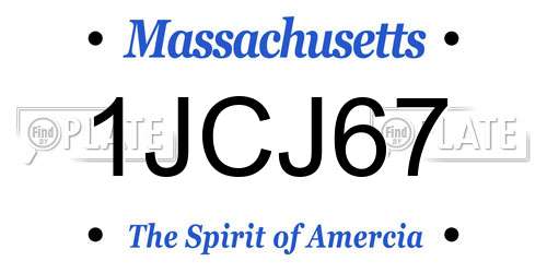 1JCJ67 Massachusetts License Plate