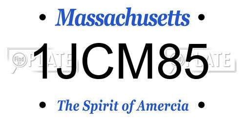 1JCM85 Massachusetts License Plate