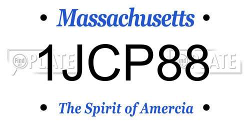 1JCP88 Massachusetts License Plate