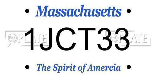 1JCT33 Massachusetts License Plate