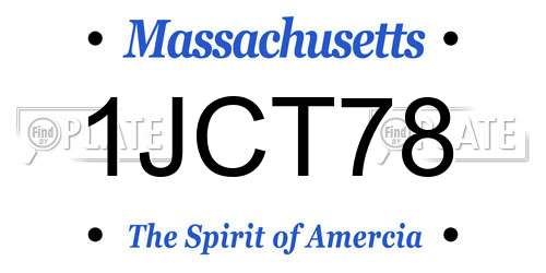 1JCT78 Massachusetts License Plate