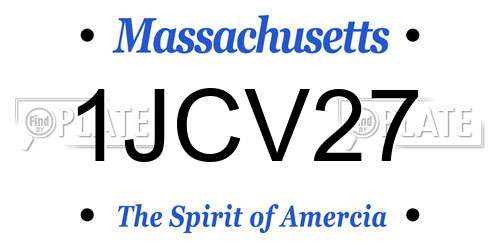 1JCV27 Massachusetts License Plate