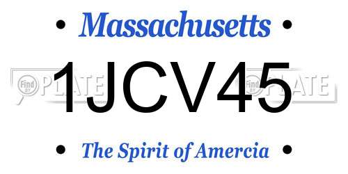 1JCV45 Massachusetts License Plate