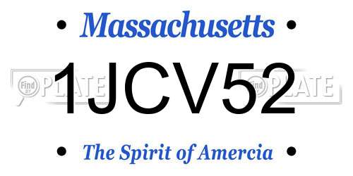 1JCV52 Massachusetts License Plate