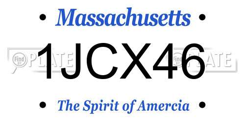 1JCX46 Massachusetts License Plate