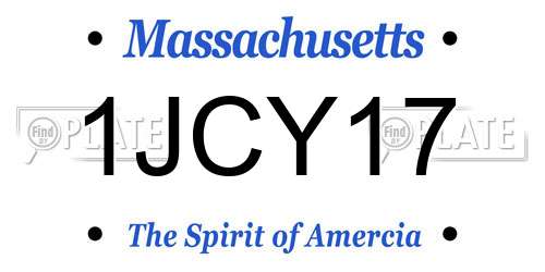1JCY17 Massachusetts License Plate