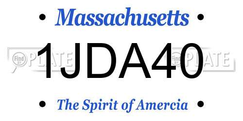 1JDA40 Massachusetts License Plate