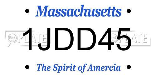 1JDD45 Massachusetts License Plate