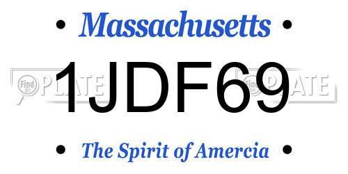 1JDF69 Massachusetts License Plate