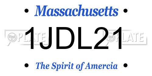1JDL21 Massachusetts License Plate